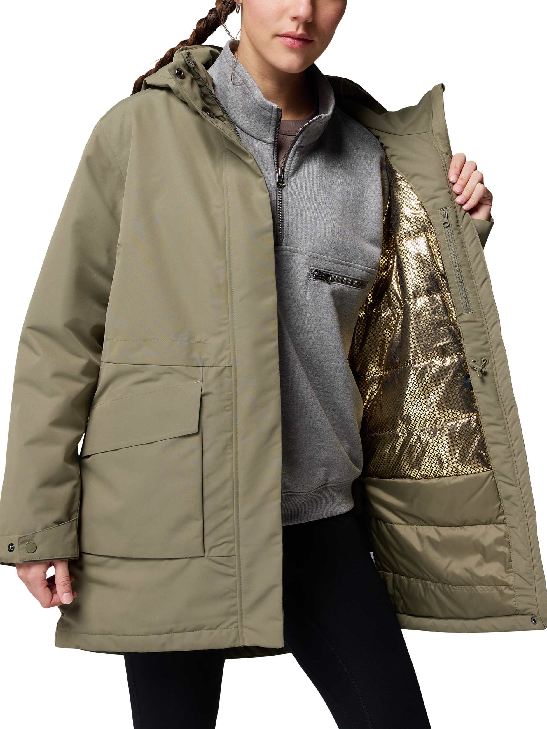 Product image 4 of 8, which shows Columbia Pulaski Hooded Parka Jacket, Stone Green, S