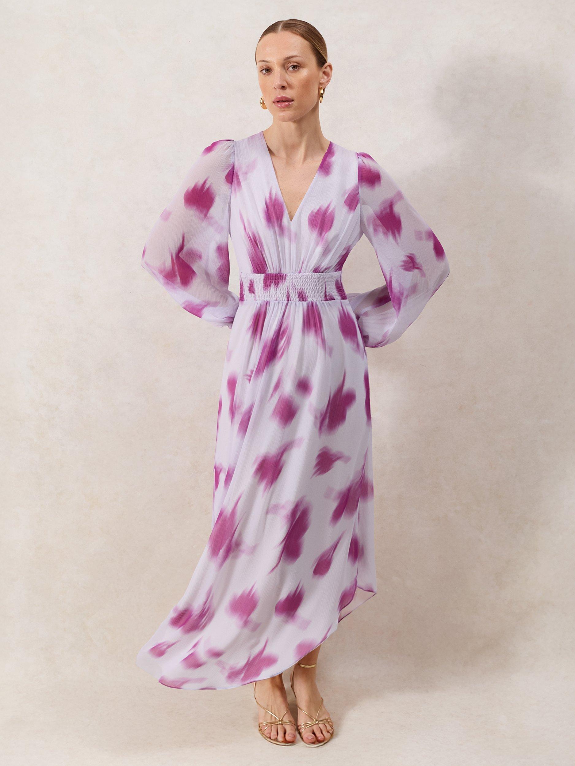 Product image 1 of 4, which shows Ro&Zo Anya Blurred Floral Dress, Pink/Multi, 6