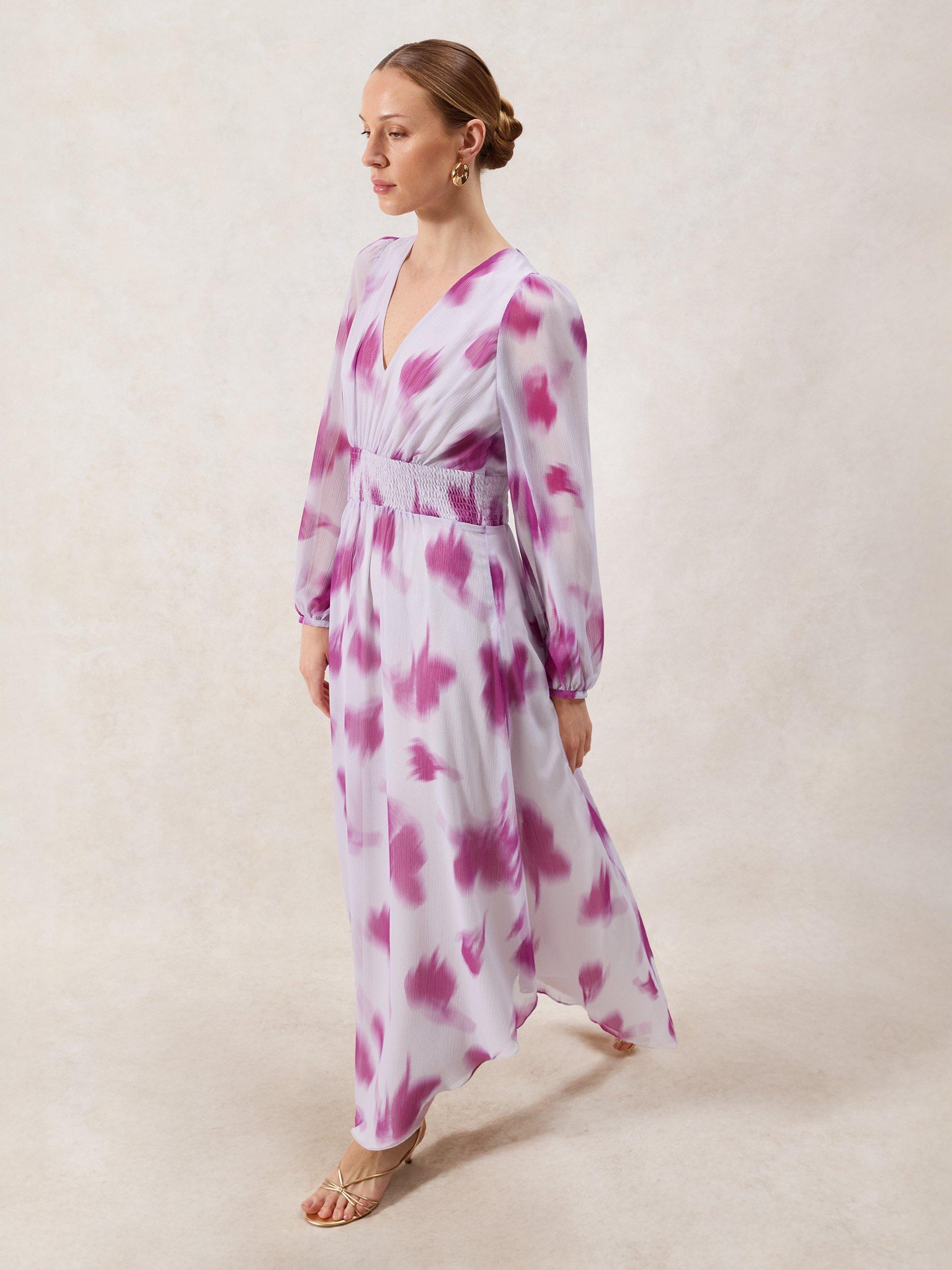 Product image 2 of 4, which shows Ro&Zo Anya Blurred Floral Dress, Pink/Multi, 6