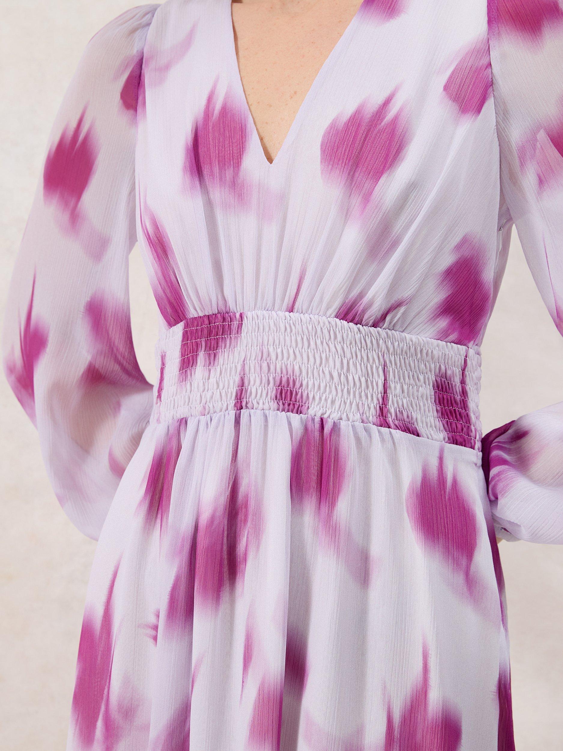 Product image 3 of 4, which shows Ro&Zo Anya Blurred Floral Dress, Pink/Multi, 6