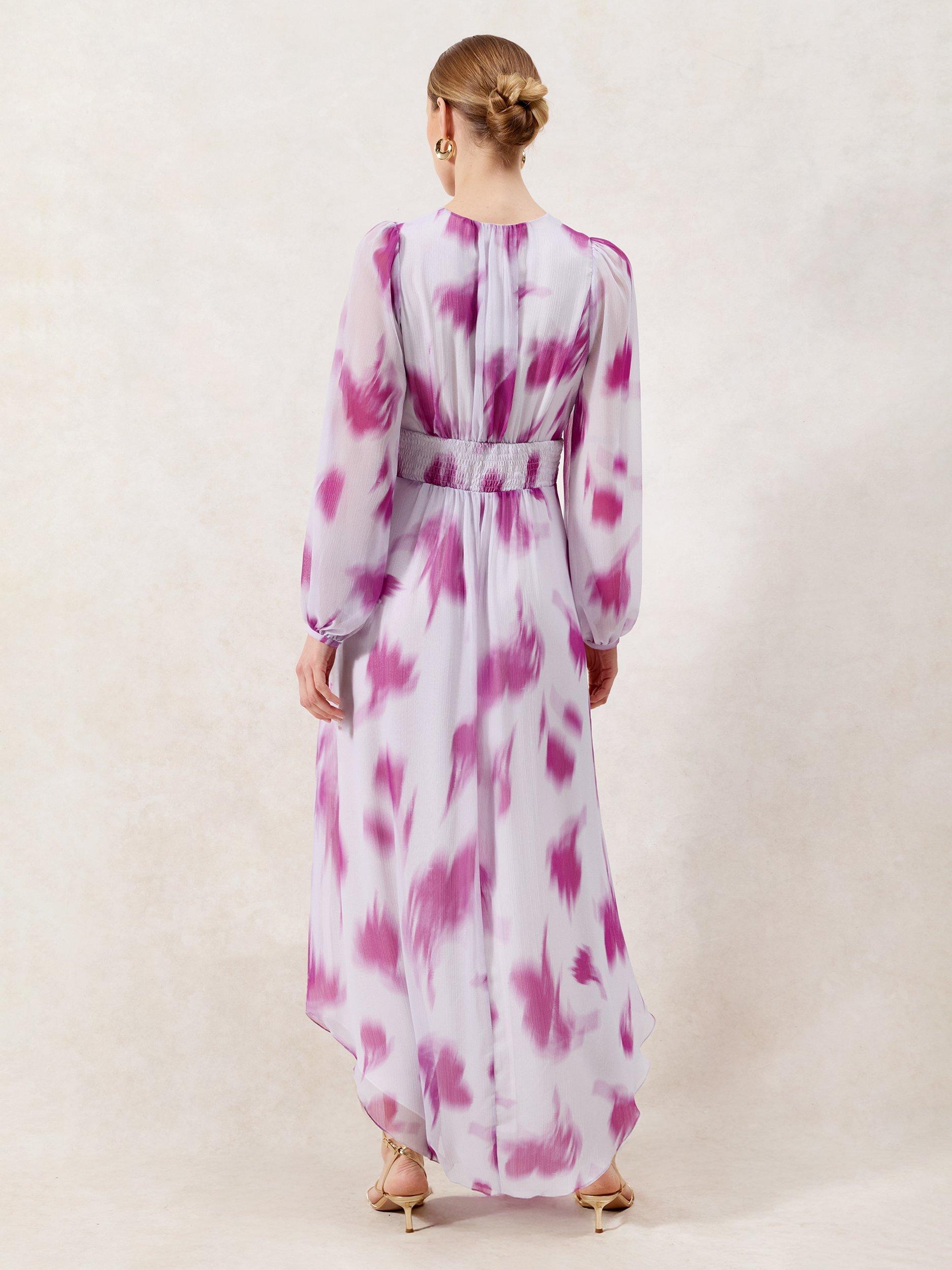 Product image 4 of 4, which shows Ro&Zo Anya Blurred Floral Dress, Pink/Multi, 6