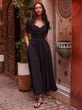 Ro&Zo Sweetheart Neckline Midi Dress, Black