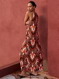 Ro&Zo Sleeveless Tile Print Maxi Dress, Brown/Multi
