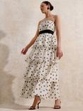 Ro&Zo Claudia Polka Dot Bandeau Dress, White/Black