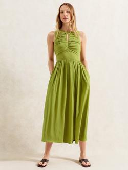 Ro&Zo Keyhole Front Cotton Midi Dress, Green