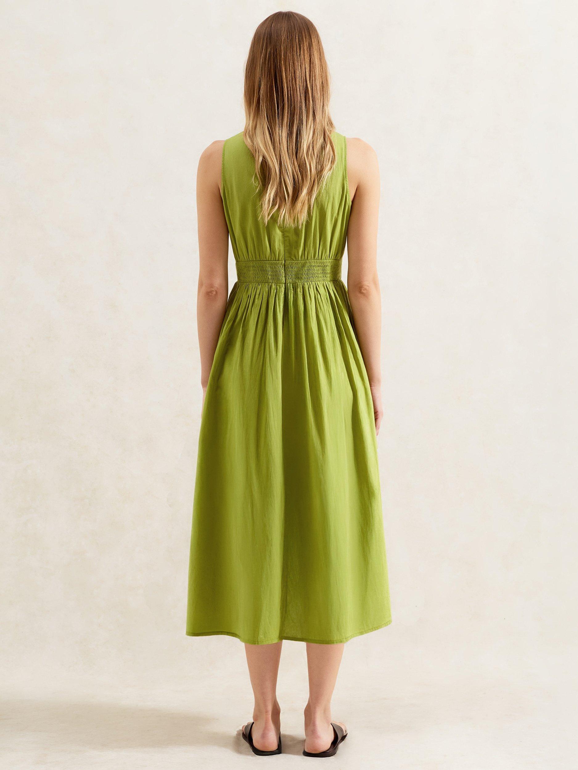 Product image 2 of 3, which shows Ro&Zo Keyhole Front Cotton Midi Dress, Green, 6
