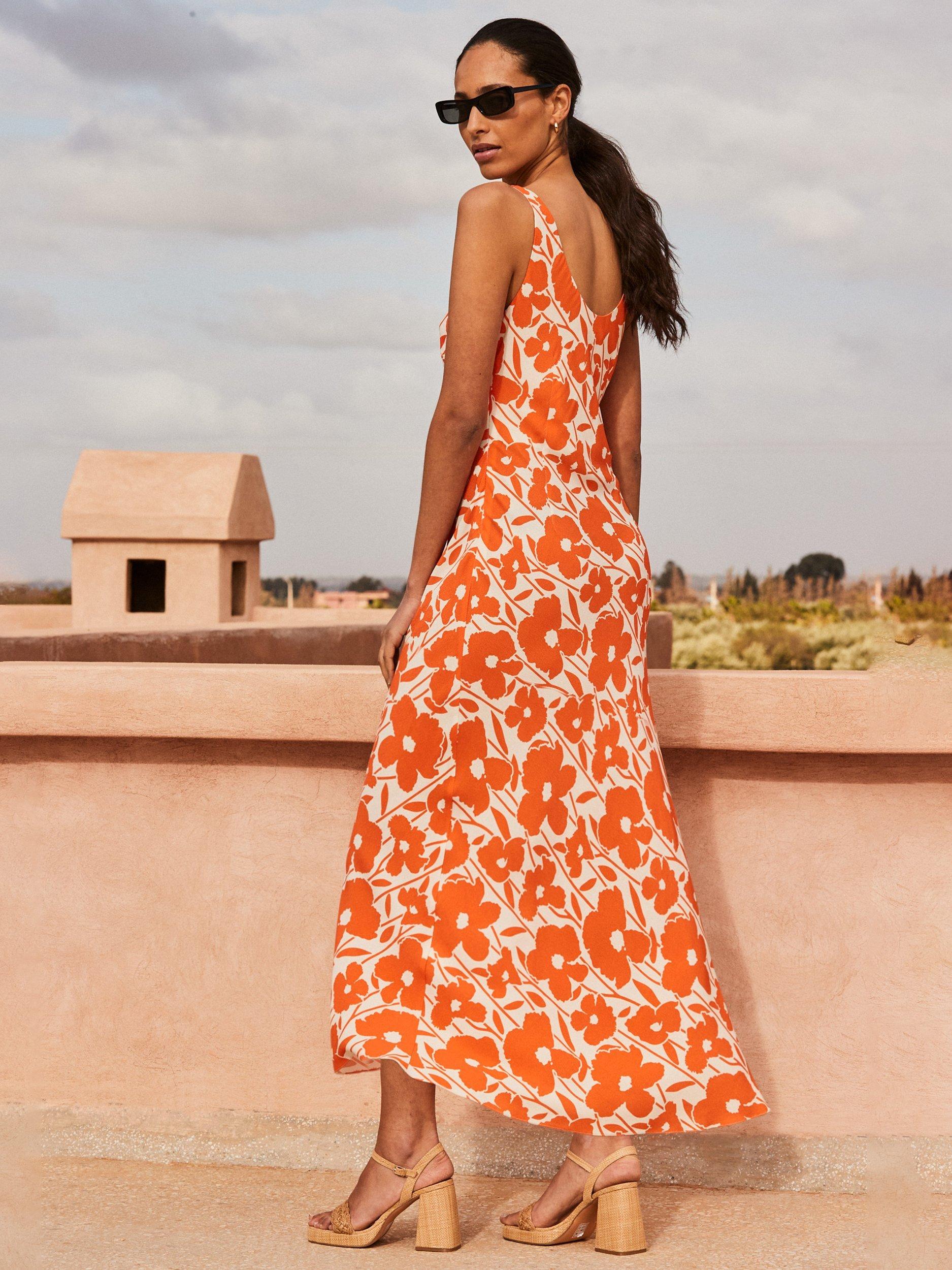 Product image 3 of 6, which shows Ro&Zo  Poppy Scoop Neck Midi Dress, Orange, 6