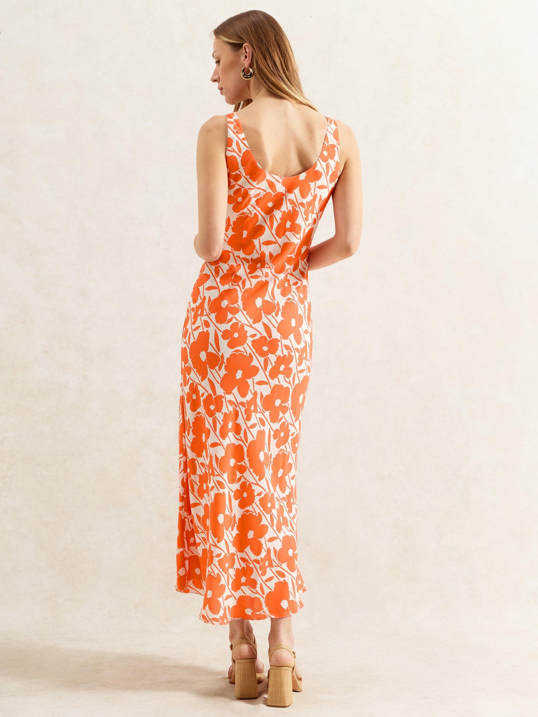 Product image 6 of 6, which shows Ro&Zo  Poppy Scoop Neck Midi Dress, Orange, 6