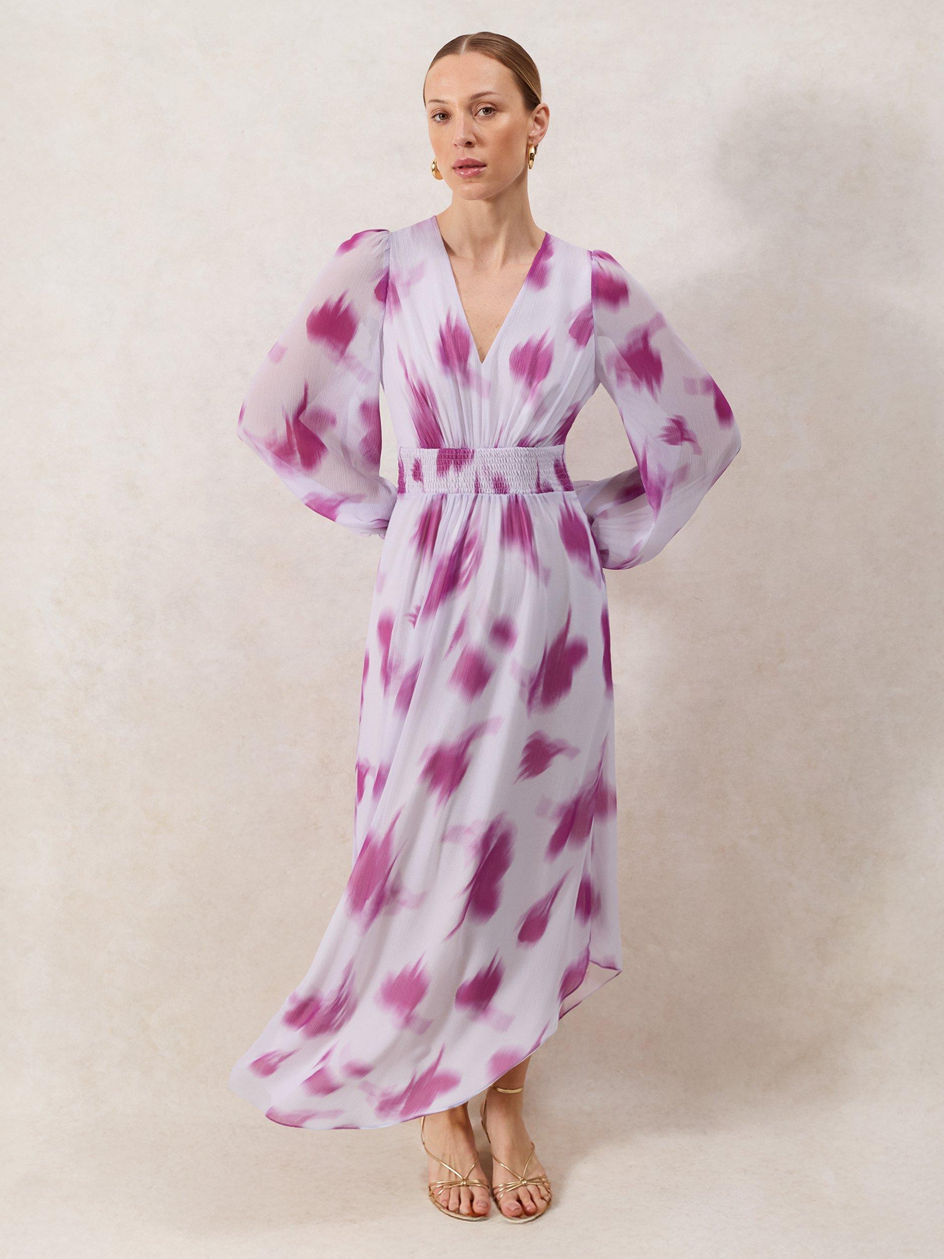 Product image 1 of 4, which shows Ro&Zo Petite Anya Blurred Floral Dress, Pink/Multi, 6Pt