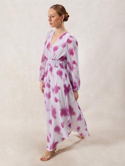 Ro&Zo Petite Anya Blurred Floral Dress, Pink/Multi - view 2, Pink/Multi