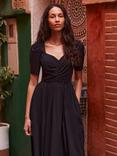 Ro&Zo Petite Sweetheart Neckline Midi Dress, Black