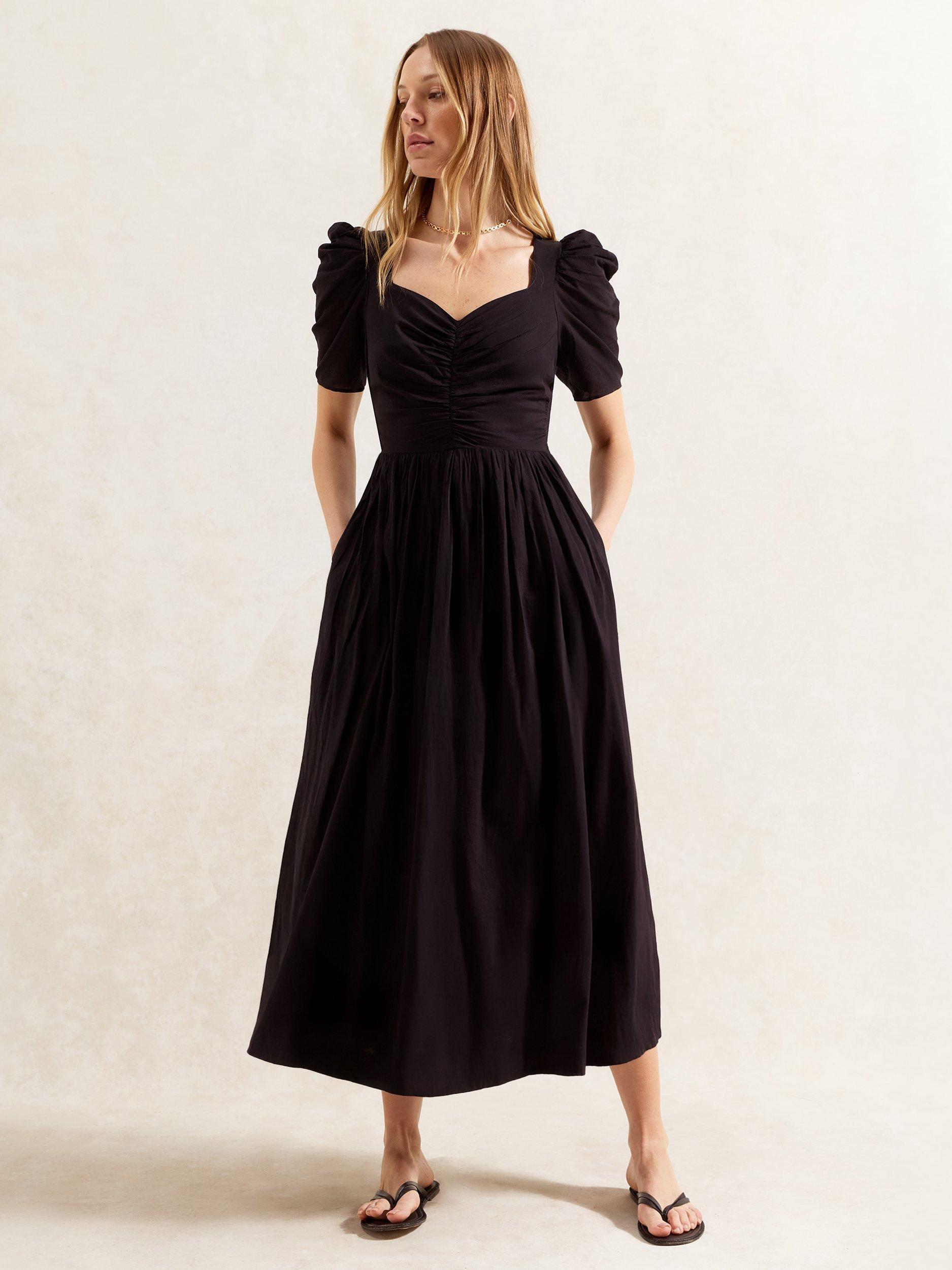Product image 2 of 4, which shows Ro&Zo Petite Sweetheart Neckline Midi Dress, Black, 6Pt