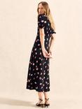 Ro&Zo Petite Pansy Print Midi Dress, Black/Multi