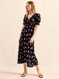 Ro&Zo Petite Pansy Print Midi Dress, Black/Multi