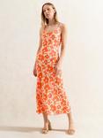 Ro&Zo Petite Poppy Print Bias Cut Dress, Orange