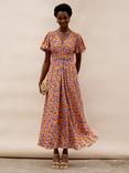 Ro&Zo Petite Puff Sleeve Floral Dress, Orange