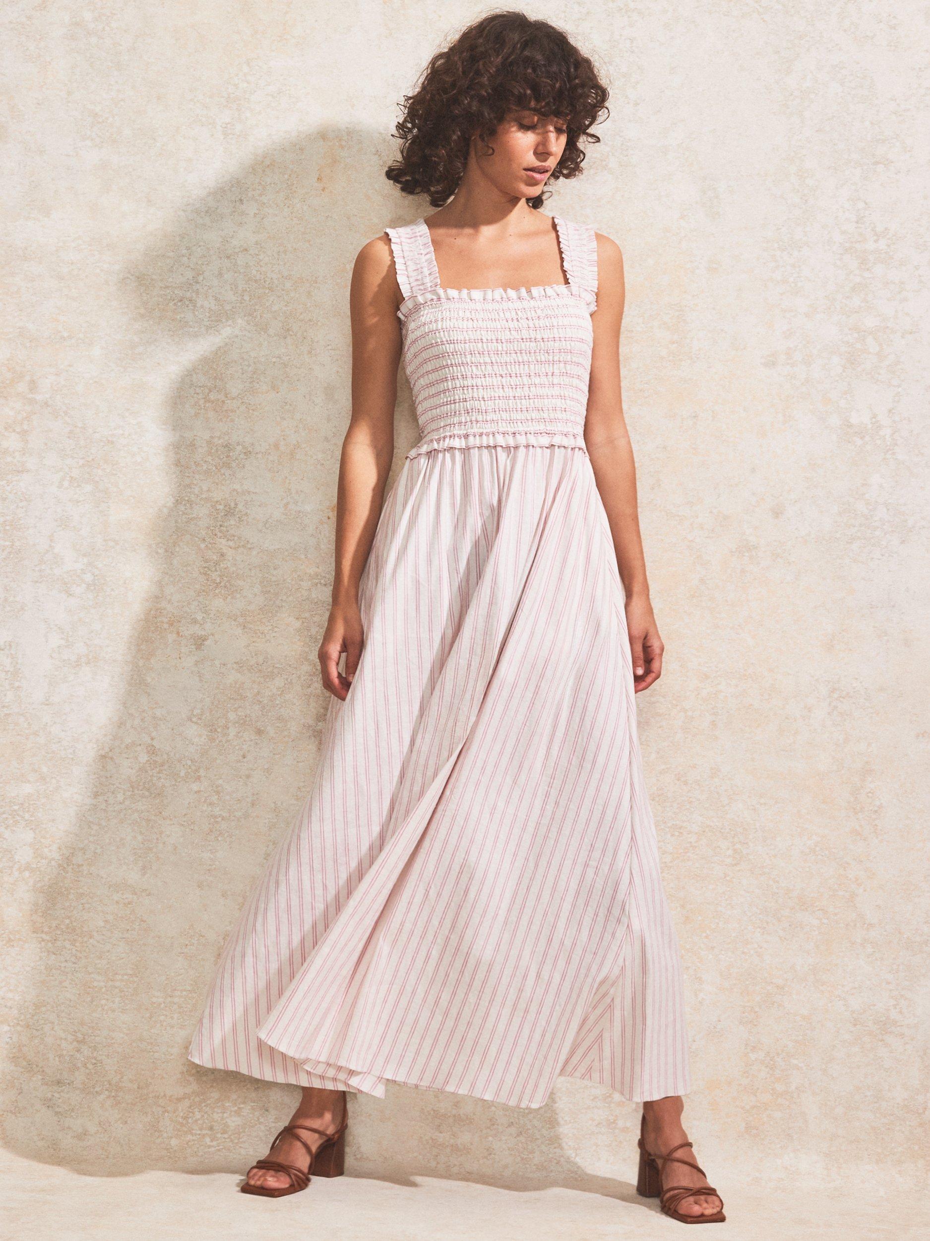 Product image 1 of 5, which shows Ro&Zo Petite Linen Blend Sleeveless Striped Maxi Dress, Pink/Multi, 8