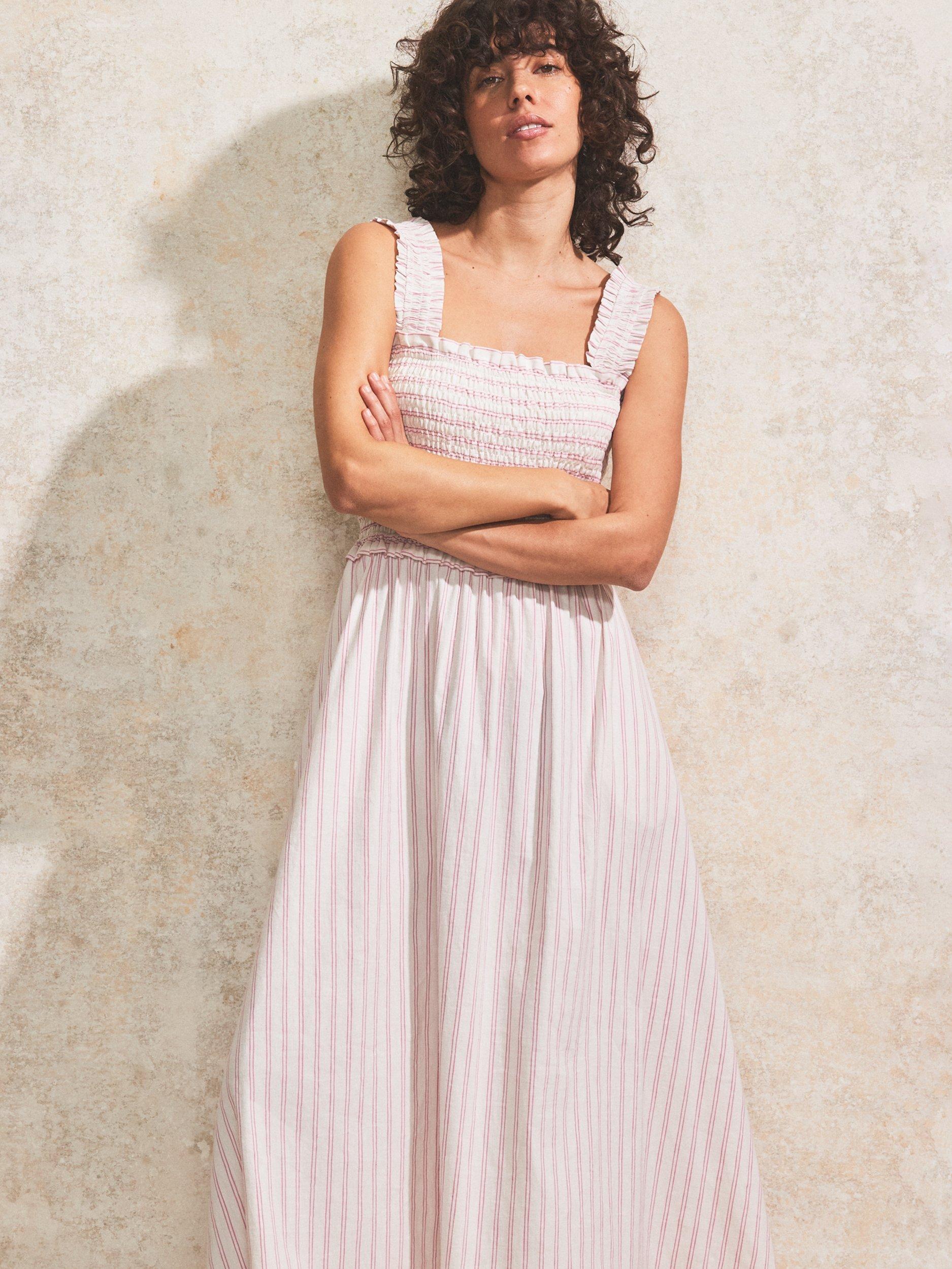 Product image 2 of 5, which shows Ro&Zo Petite Linen Blend Sleeveless Striped Maxi Dress, Pink/Multi, 8
