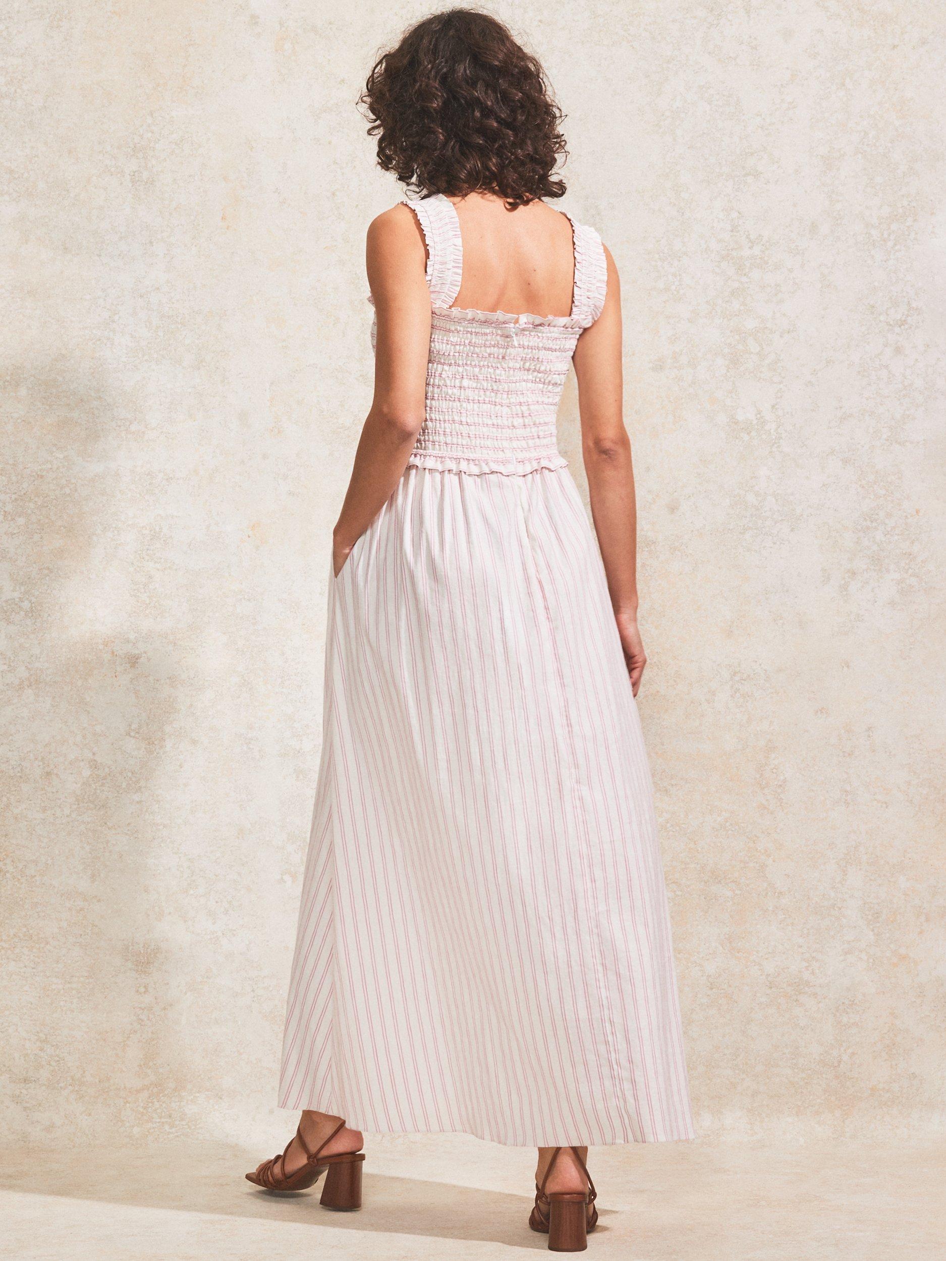 Product image 5 of 5, which shows Ro&Zo Petite Linen Blend Sleeveless Striped Maxi Dress, Pink/Multi, 8