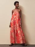 Ro&Zo Petite Floral Halterneck Maxi Dress, Red