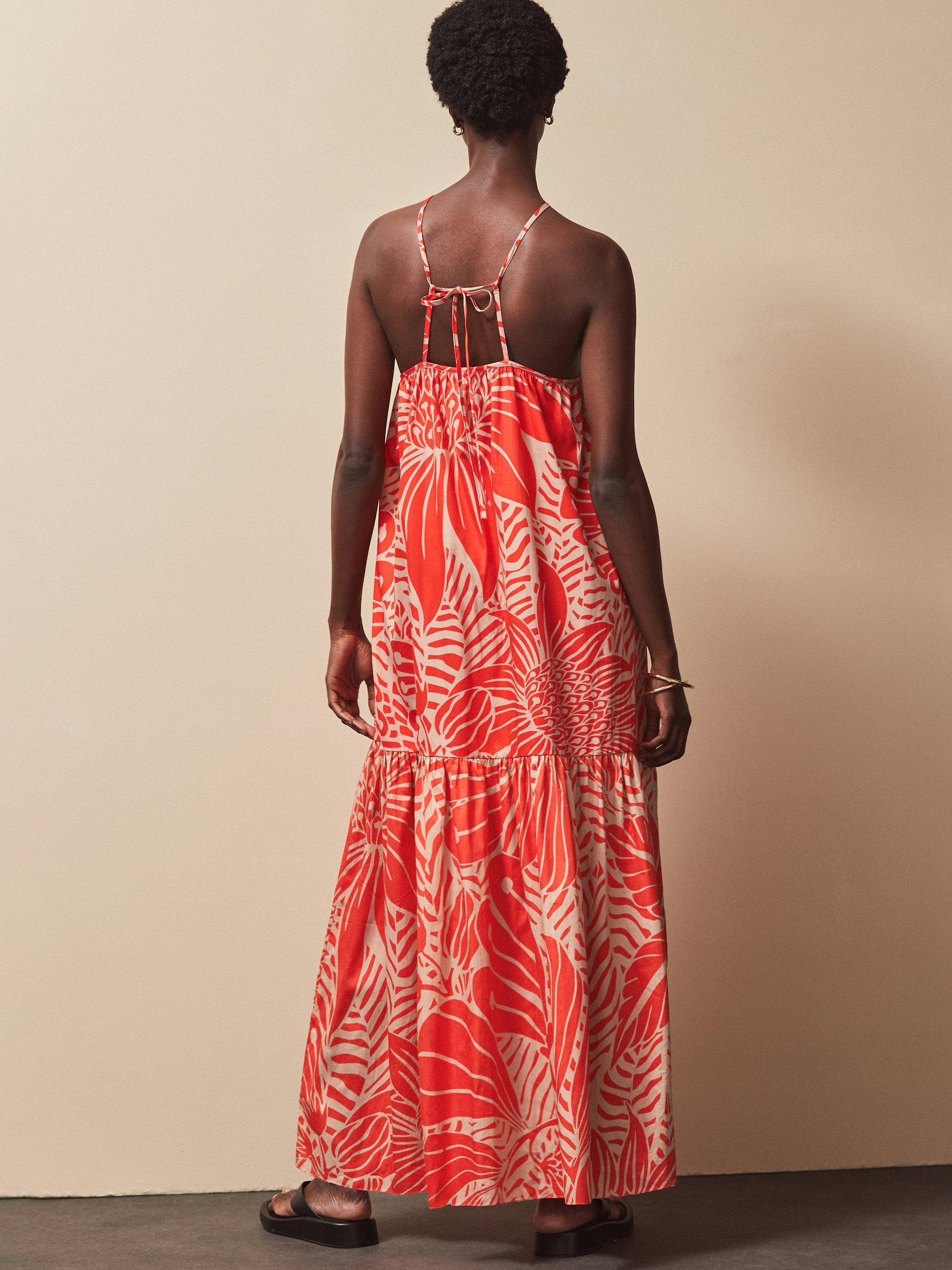 Product image 2 of 4, which shows Ro&Zo Petite Floral Halterneck Maxi Dress, Red, 8Pt
