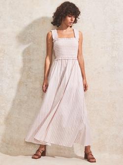 Ro&Zo Stripe Shirred Bodice Maxi Dress, Pink/Multi, Pink/Multi