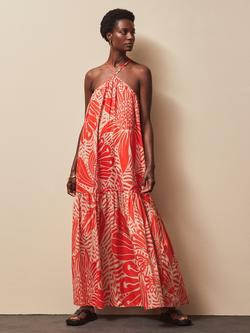 Ro&Zo Floral Halterneck Maxi Dress, Red, Red