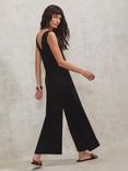 Ro&Zo Petite Jersey V-Neck Sleeveless Jumpsuit, Black
