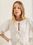 Ro&Zo Broderie Anglaise Tie Font Top, Natural