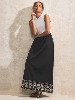 Ro&Zo Embroidered Hem Maxi Skirt, Black, Black