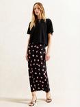 Ro&Zo Pansy Print Bias Cut Skirt, Black/Multi