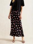 Ro&Zo Petite Multi Pansy Print Skirt, Black
