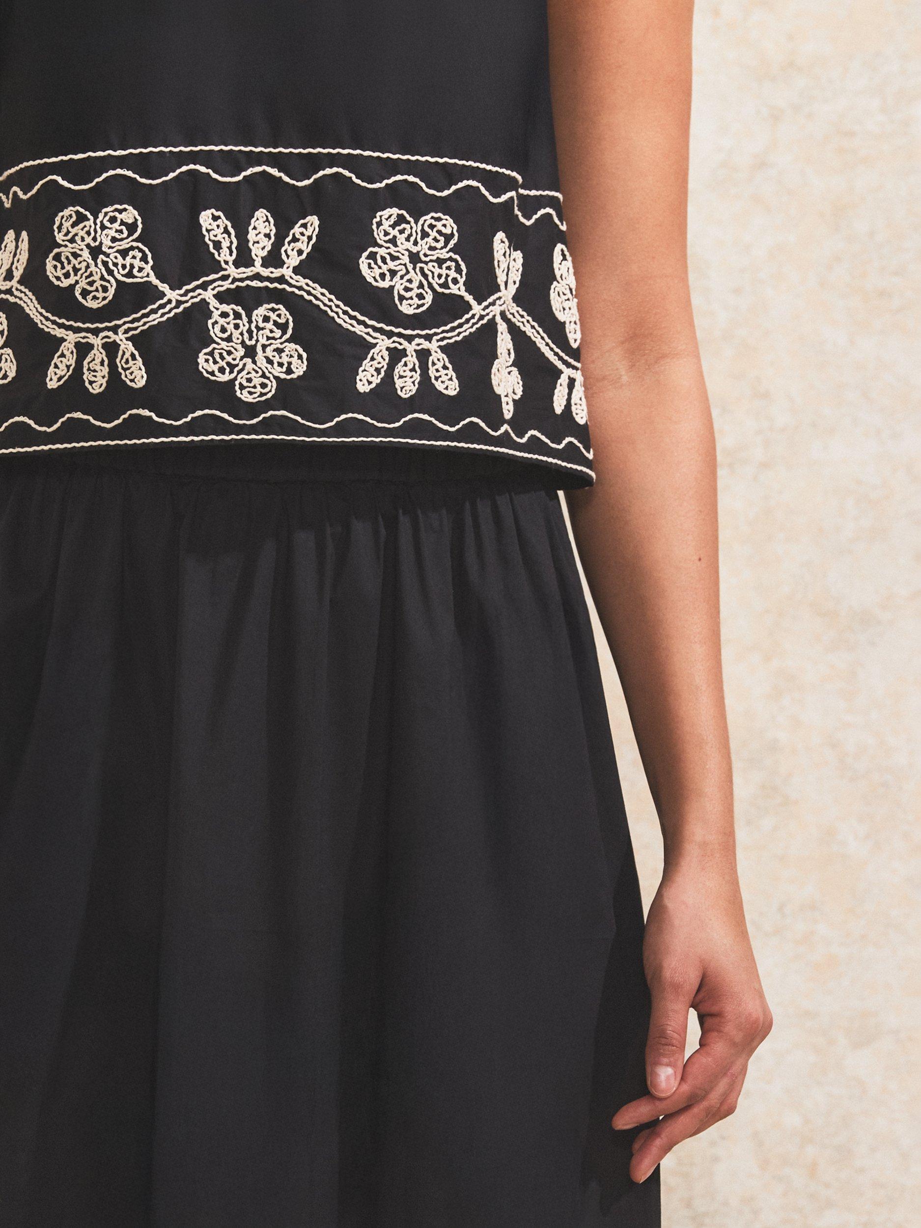 Product image 3 of 4, which shows Ro&Zo Embroidered Hem Shell Top, Black/Multi, 6