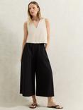 Ro&Zo Petite Cotton Poplin Palazzo Culottes, Black