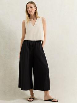 Ro&Zo Petite Cotton Poplin Palazzo Culottes, Black, Black