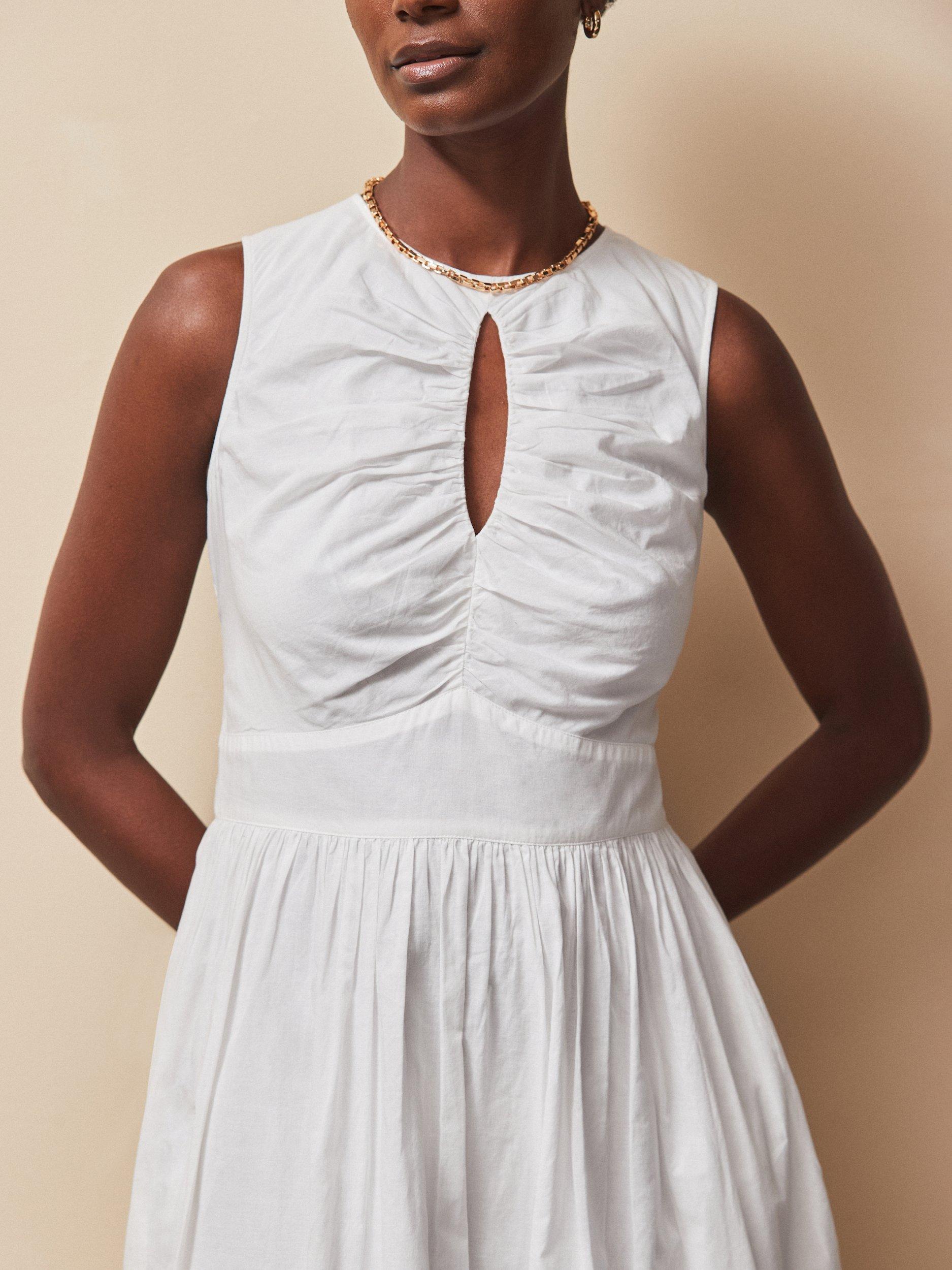 Product image 3 of 3, which shows Ro&Zo Keyhole Front Cotton Midi Dress, White, 10