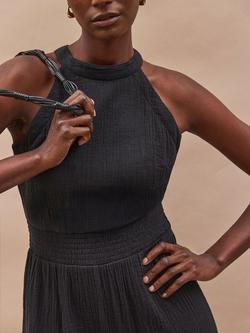 Ro&Zo Cotton Shirred Halterneck Jumpsuit - view 2, Black