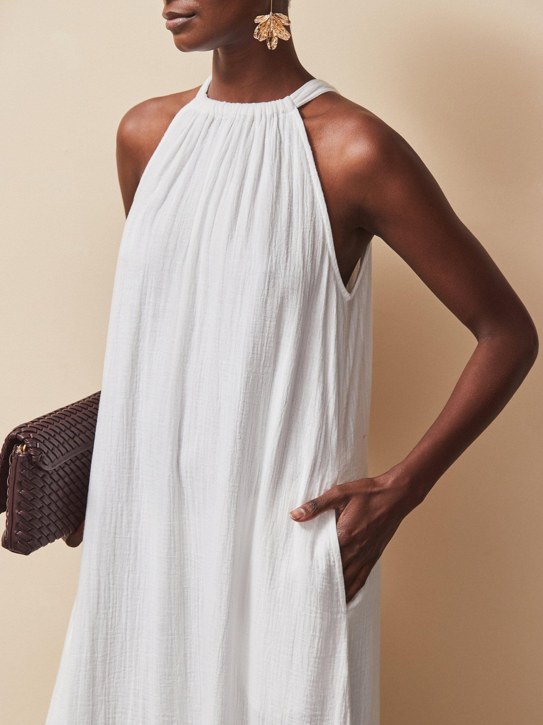 Product image 4 of 4, which shows Ro&Zo Broderie Anglaise Hem Maxi Dress, White, 6
