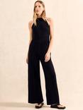 Ro&Zo Petite Shirred Sleeveless Jumpsuit, Black