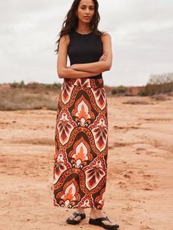 Ro&Zo Tile Print Maxi Skirt, Brown/Multi, Brown/Multi