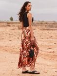Ro&Zo Tile Print Maxi Skirt, Brown/Multi