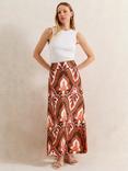 Ro&Zo Petite Tile Print Maxi Skirt, Brown/Multi