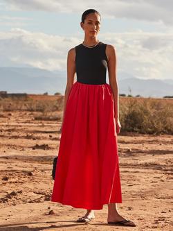 Ro&Zo Cotton Poplin Maxi Skirt - view 2, Red