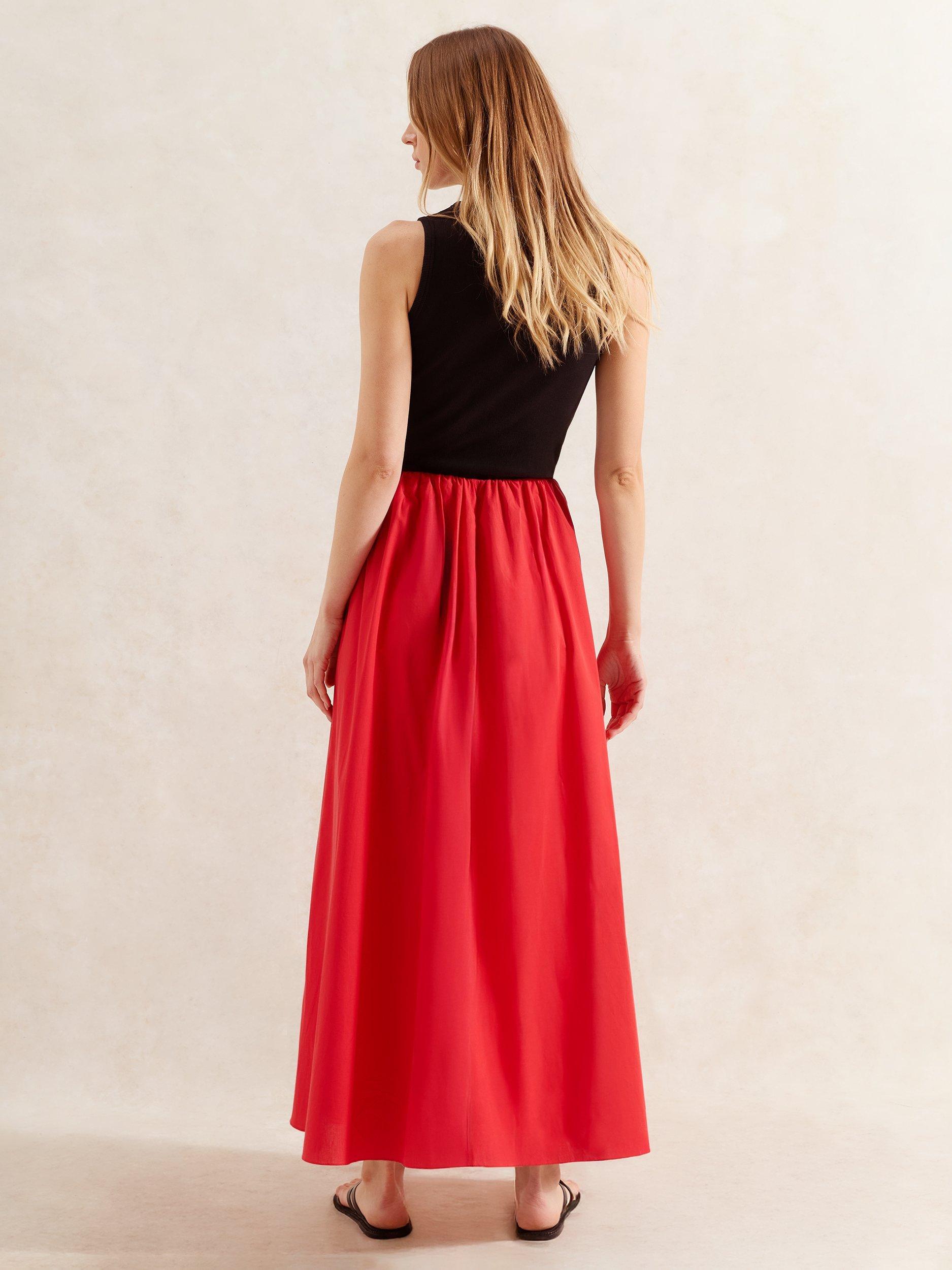 Product image 5 of 5, which shows Ro&Zo Cotton Poplin Maxi Skirt, Red, 6