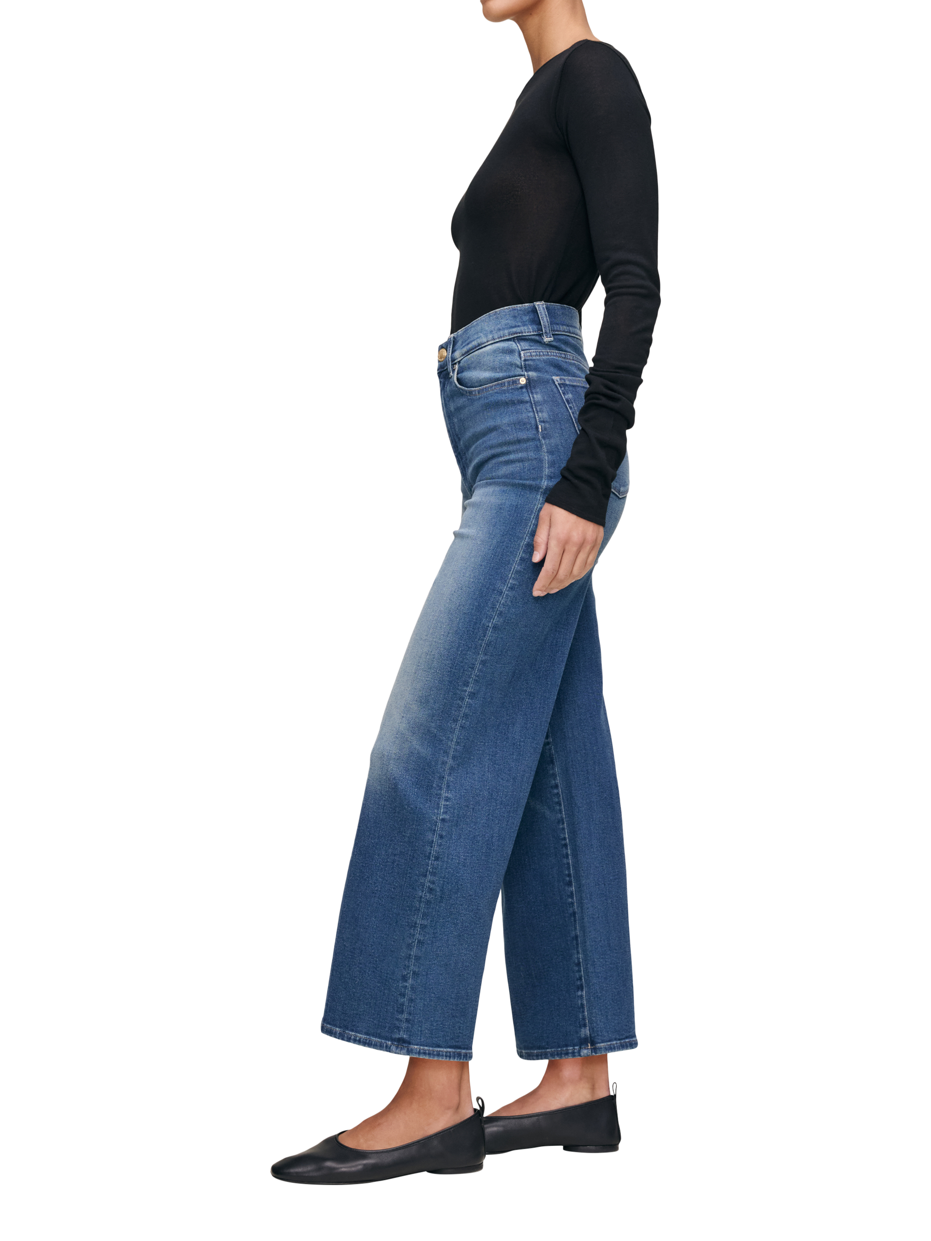 Product image 2 of 4, which shows DL1961 Hepburn High Rise Wide Leg Jeans, Oceanside, 24 (6)