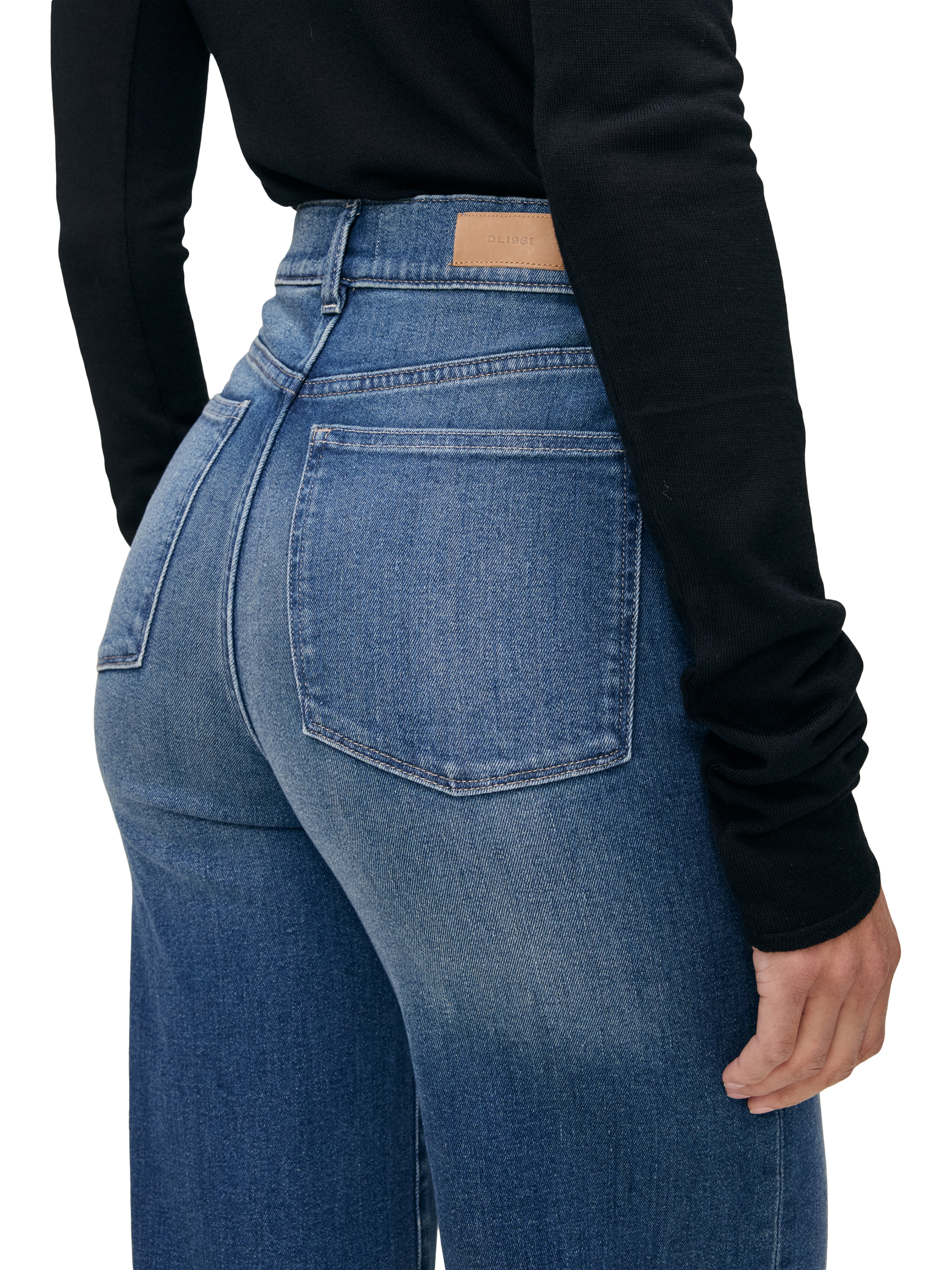 Product image 4 of 4, which shows DL1961 Hepburn High Rise Wide Leg Jeans, Oceanside, 24 (6)