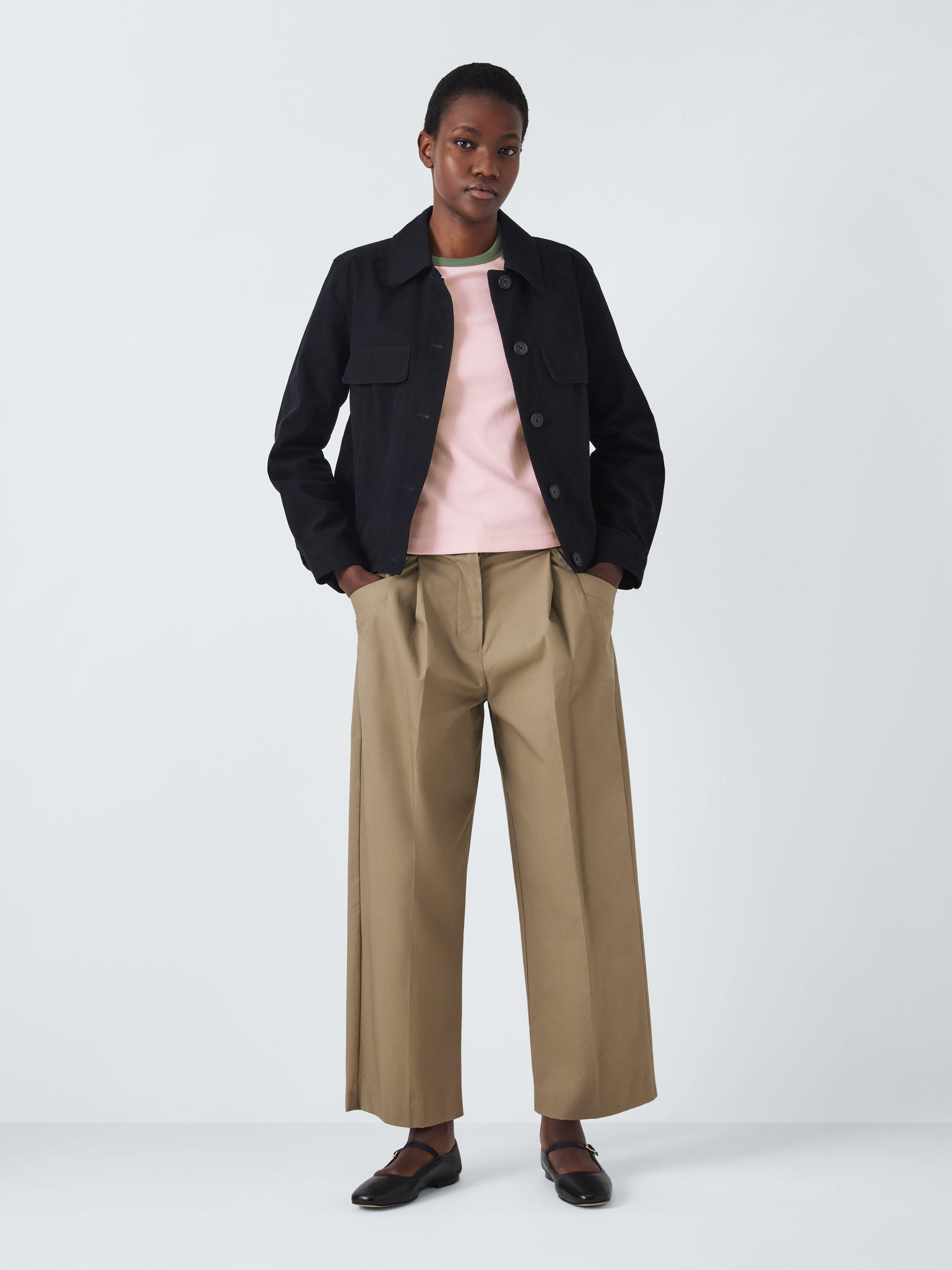 Product image 3 of 6, which shows John Lewis Ribbed Contrast Trim Crew Neck T-Shirt, Pink/Green, 8
