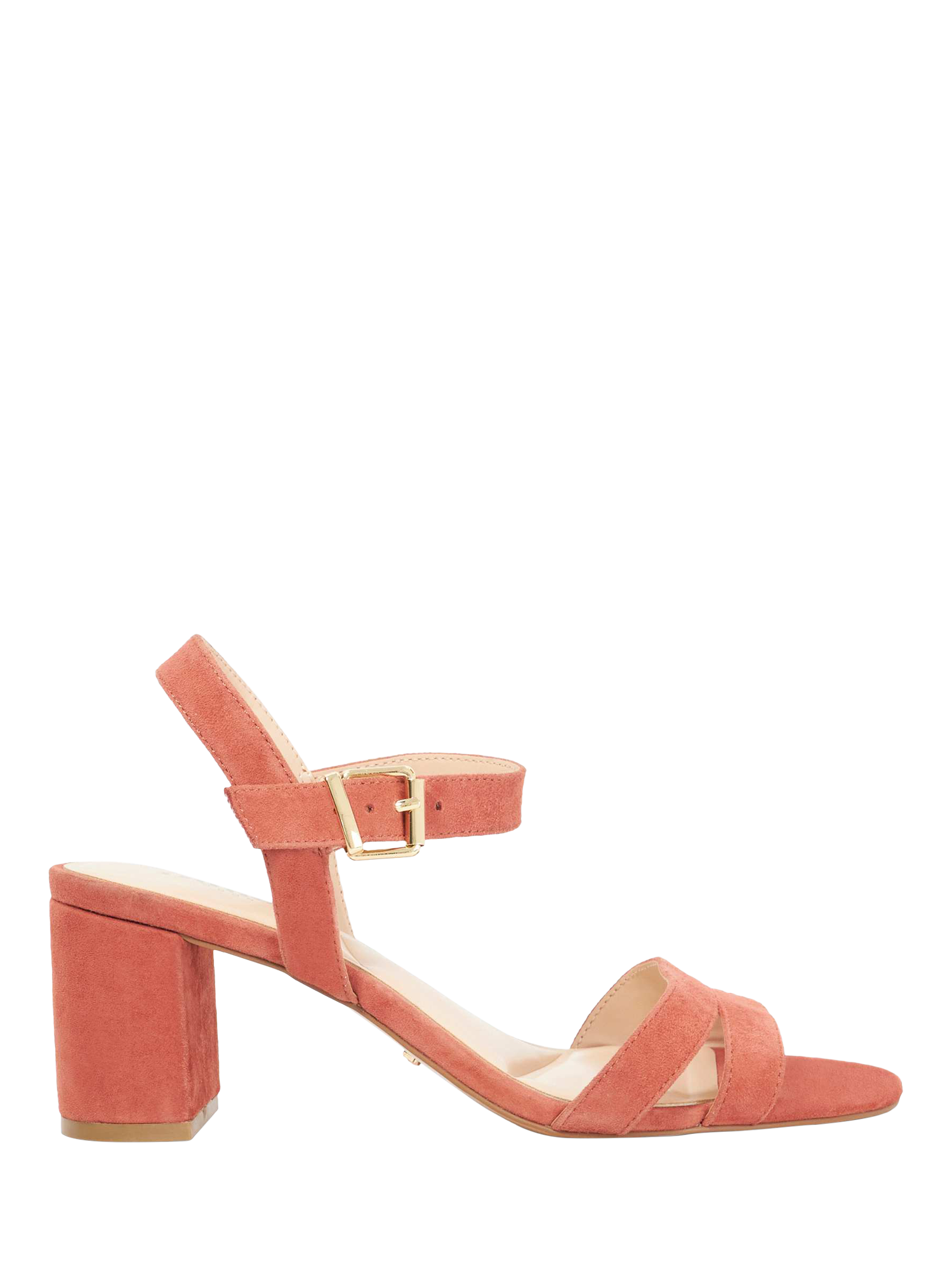 Product image 1 of 6, which shows Dune London Merisa Suede Sandals, Coral, 3