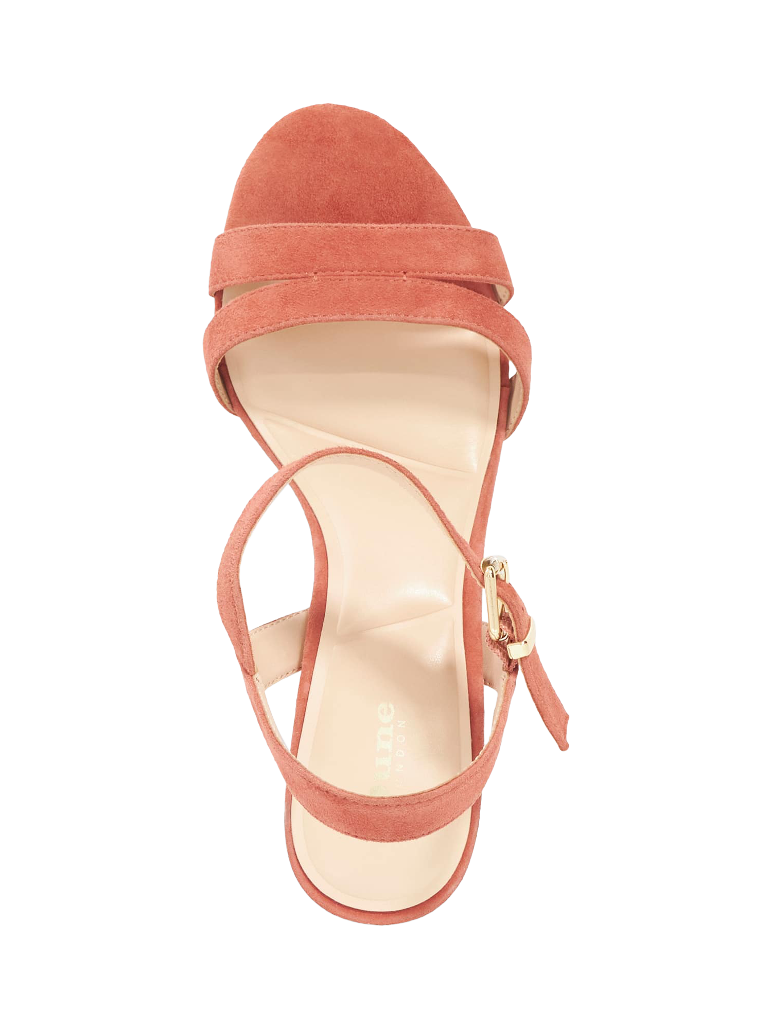 Product image 3 of 6, which shows Dune London Merisa Suede Sandals, Coral, 3