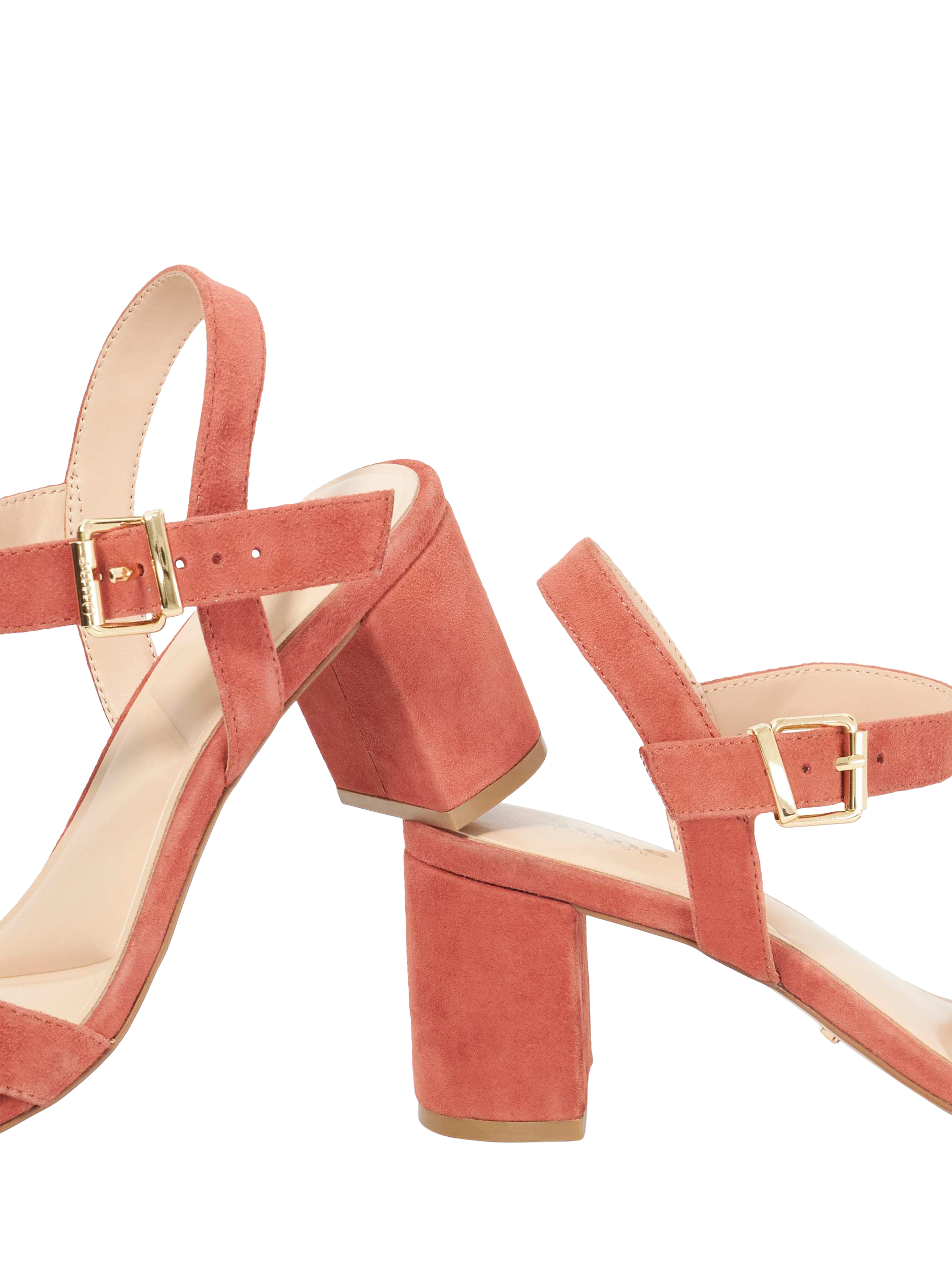 Product image 6 of 6, which shows Dune London Merisa Suede Sandals, Coral, 3